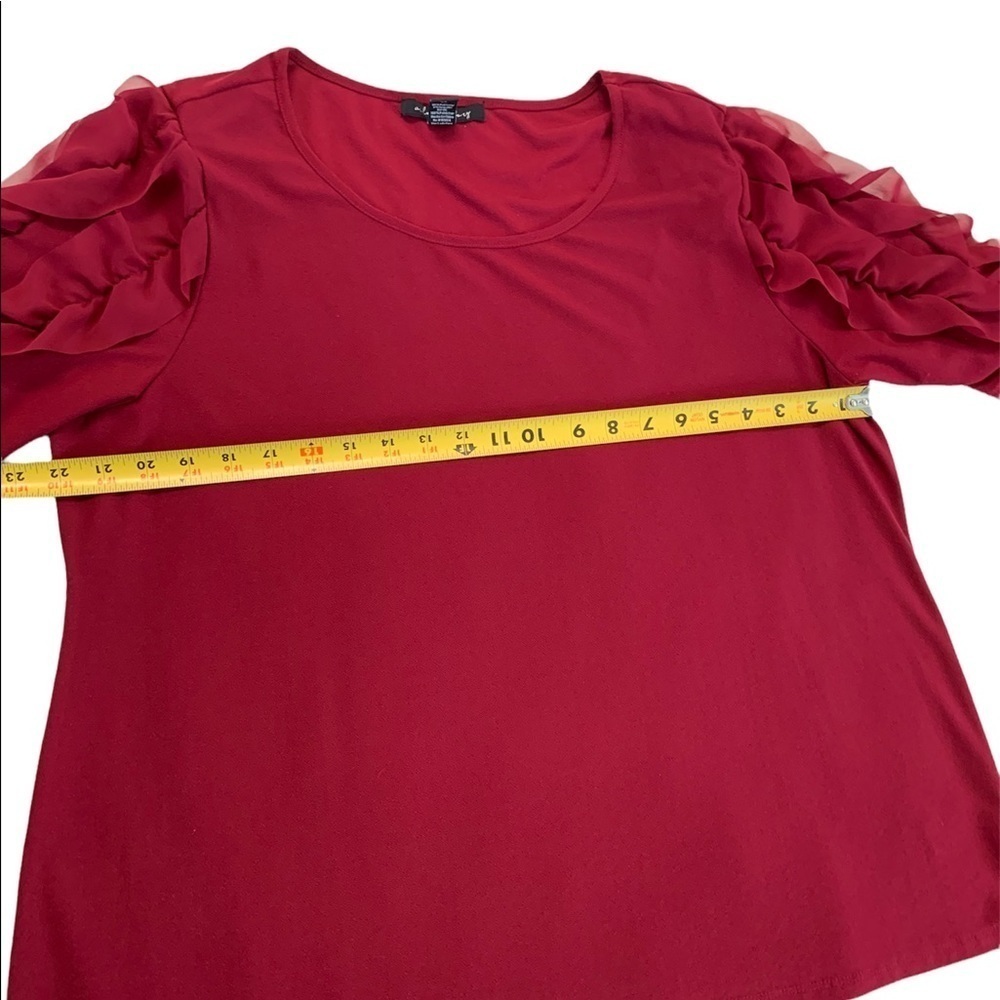A Love Story Women’s Burgundy Ruffle Sleeve Blouse Size 2X - Picture 4 of 17